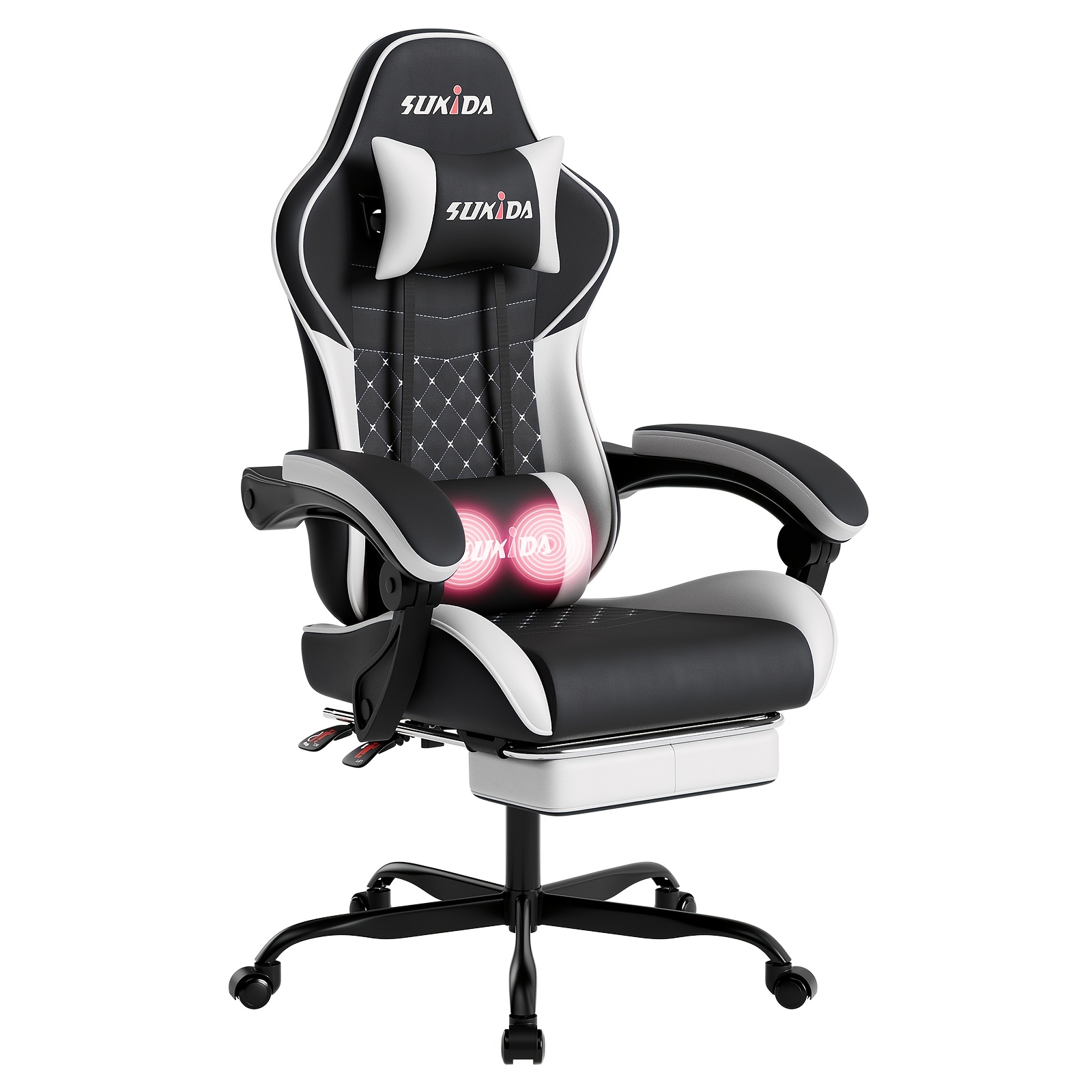 Image of Ergonomic Video Gaming Chair Gaming Computer Chair Racing Chair Adult Gaming Chair Lumbar Support Computer Gaming Chair Swivel Height Adjustable Headrest Backrest