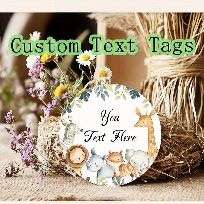 TEMU Personalized Custom Round Sticker, Text Customizable, Jungle Animal Theme Round Sticker, Used For Birthday Thank You Sticker, Forest Animal
