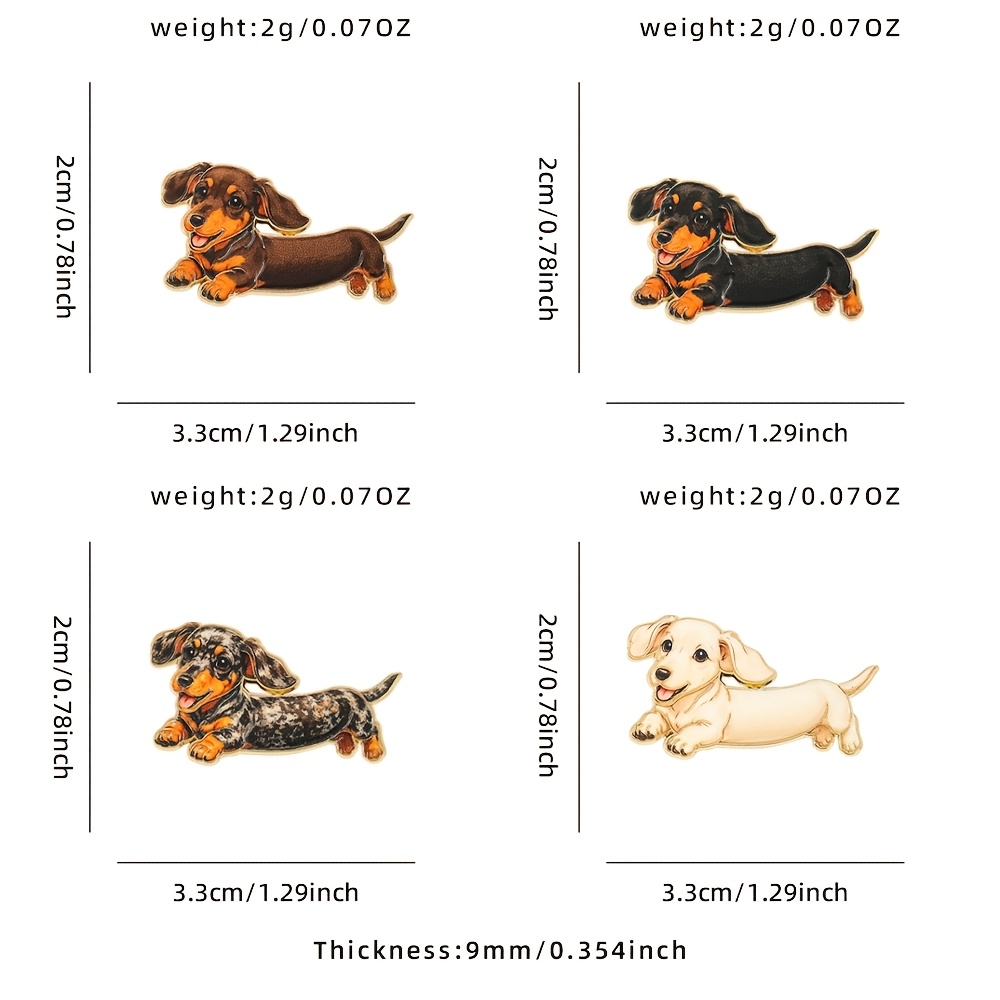 TEMU 4-pack Cute Dachshund Enamel Pin Set, Dog Badge, Fashion Accessory Gift For