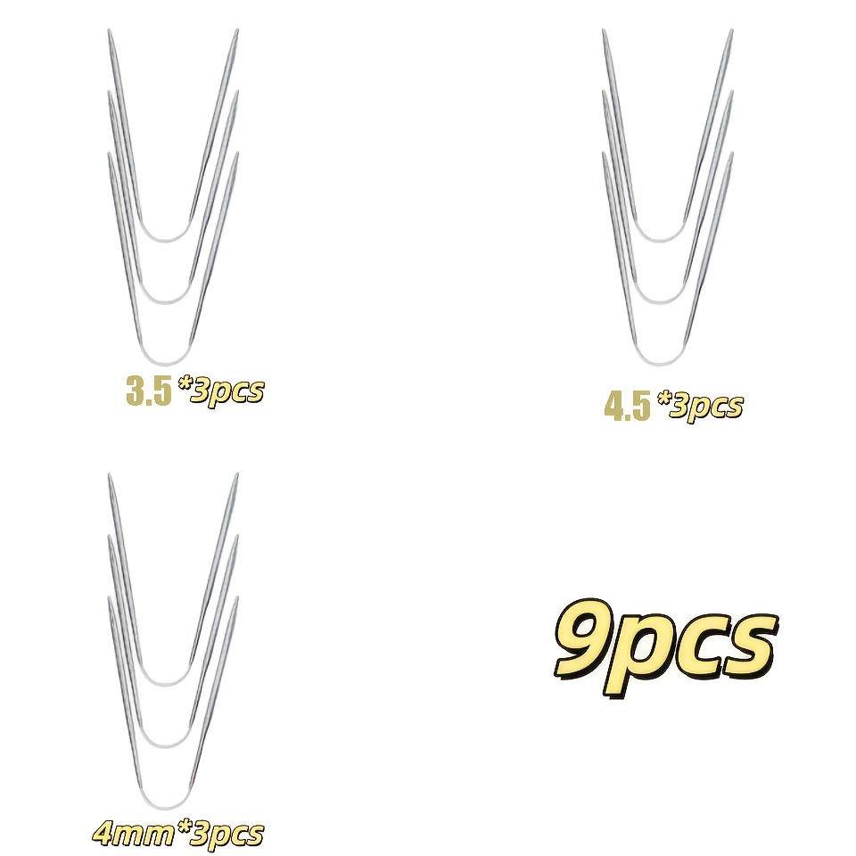 Image of 9pcs Heavy-duty Metal Knitting Needles Set With 2mm/2.5mm/3mm/3.5mm/4mm/4.5mm/5mm Sizes - Professional Crafting Tools Sweaters, Hats, Gloves, Socks, Bags - Durable Metal Construction