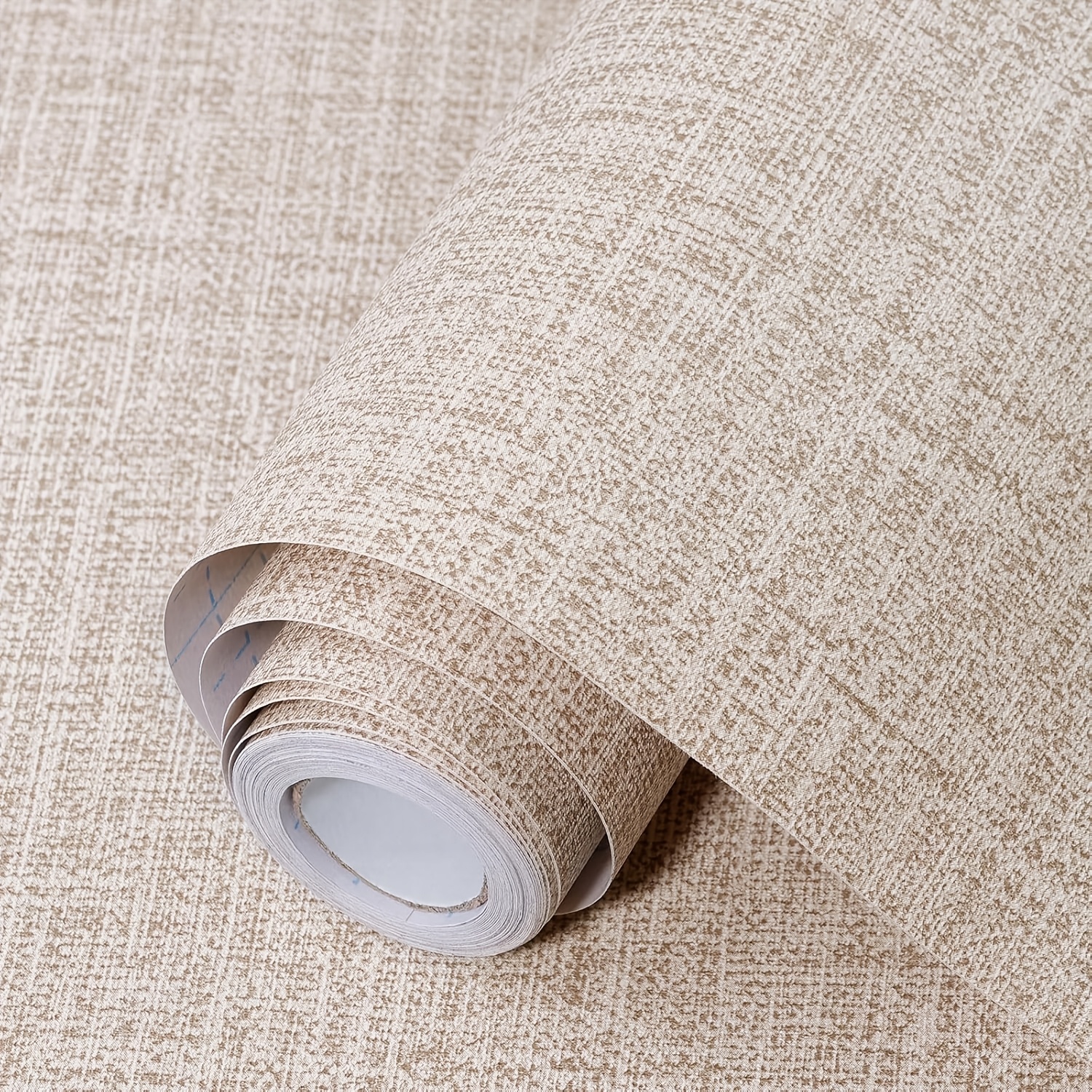 TEMU Soft Light Beige Linen Woven Texture, With A Delicate And Fabric Feel. Self-adhesive And Glue-free, Suitable For Japanese And Nordic Minimalist