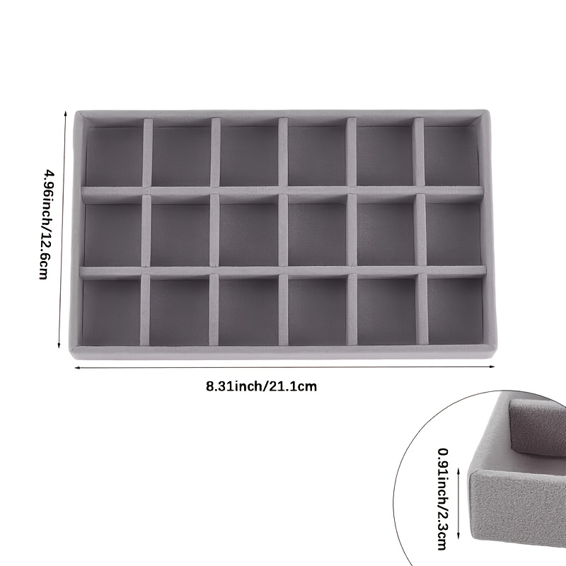 2pcs Jewelry Tray Drawer Insert Velvet Organizer
