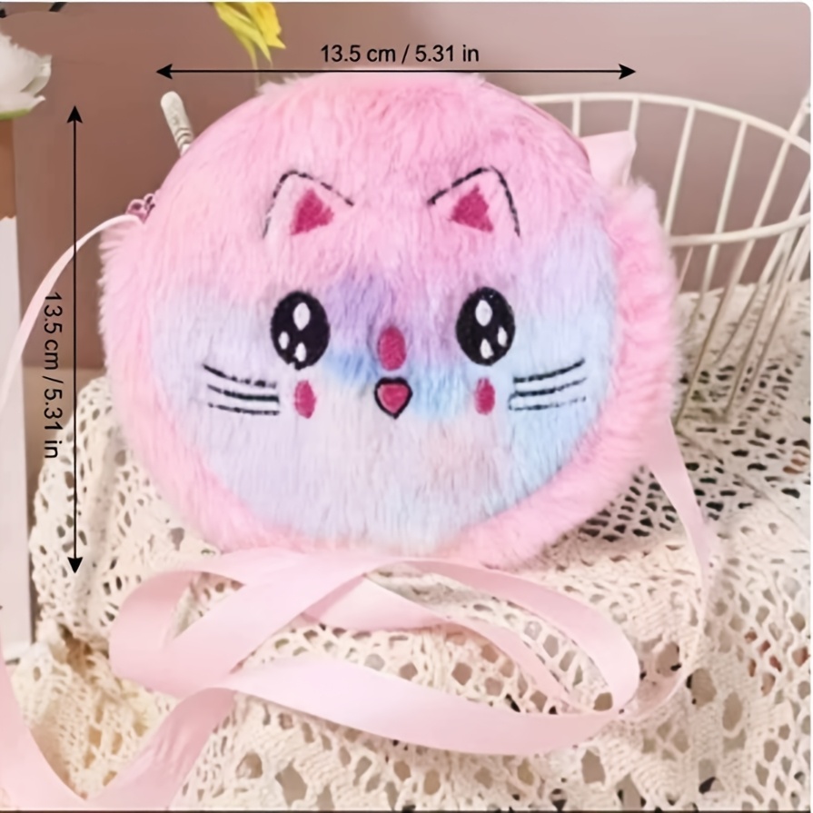 TEMU Mist-dyed Starry River Soft Velvet Cute Face Portable Treasure Bag