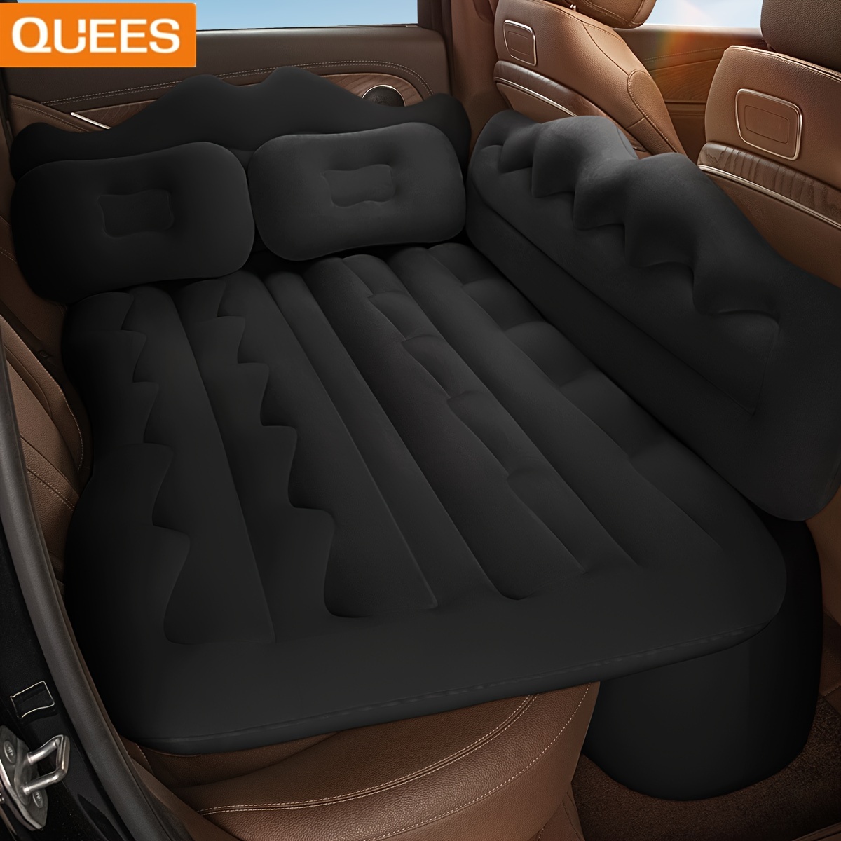 

Quees Inflatable Air Mattress With Sides For Car, Portable Travel Camping Mattress