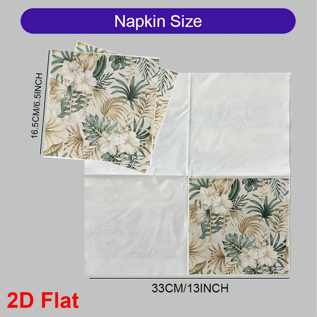 TEMU 20 serviettes plates 2D imprimées sur le thème tropical avec des floraux élégants et des feuilles , parfaites pour les repas, les cafés et ,