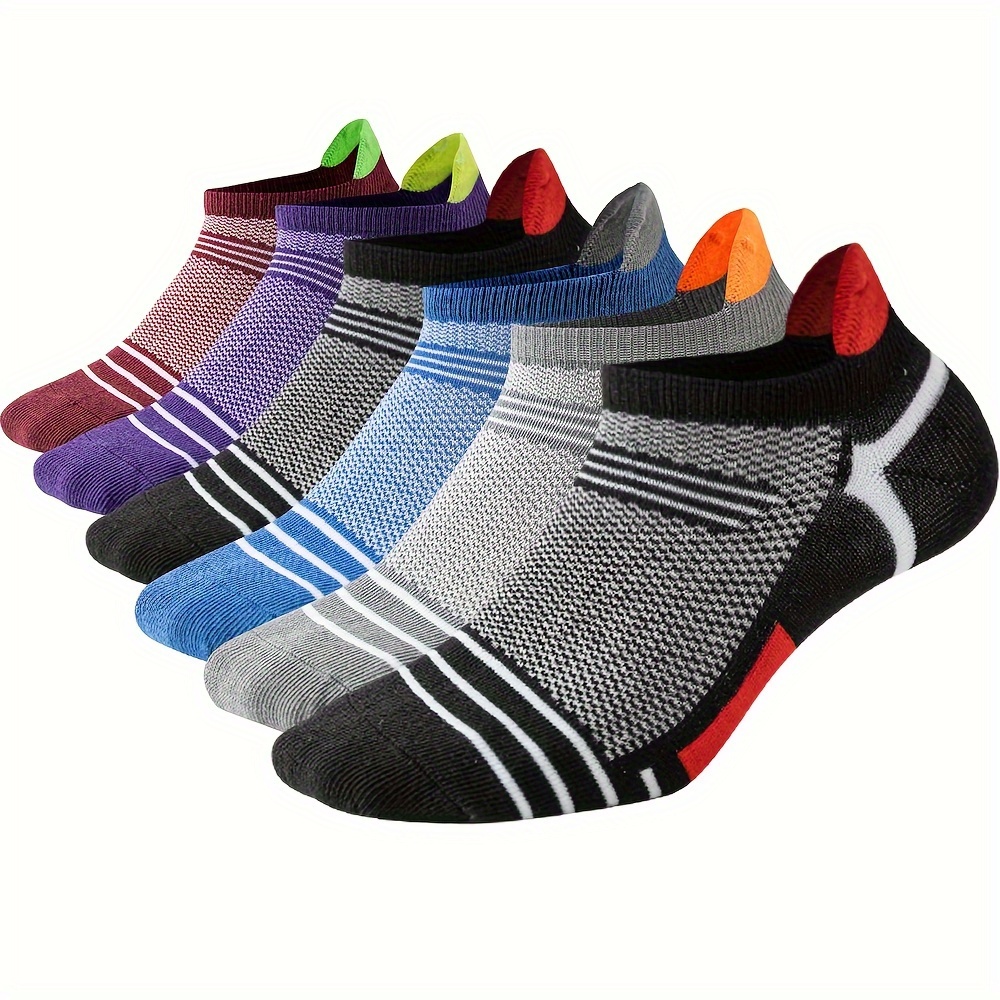 

6 Pairs Of Men's Knitted Anti Odor & Sweat Absorption Low Cut Socks, Comfy & Breathable Sport Socks For Spring And Autumn