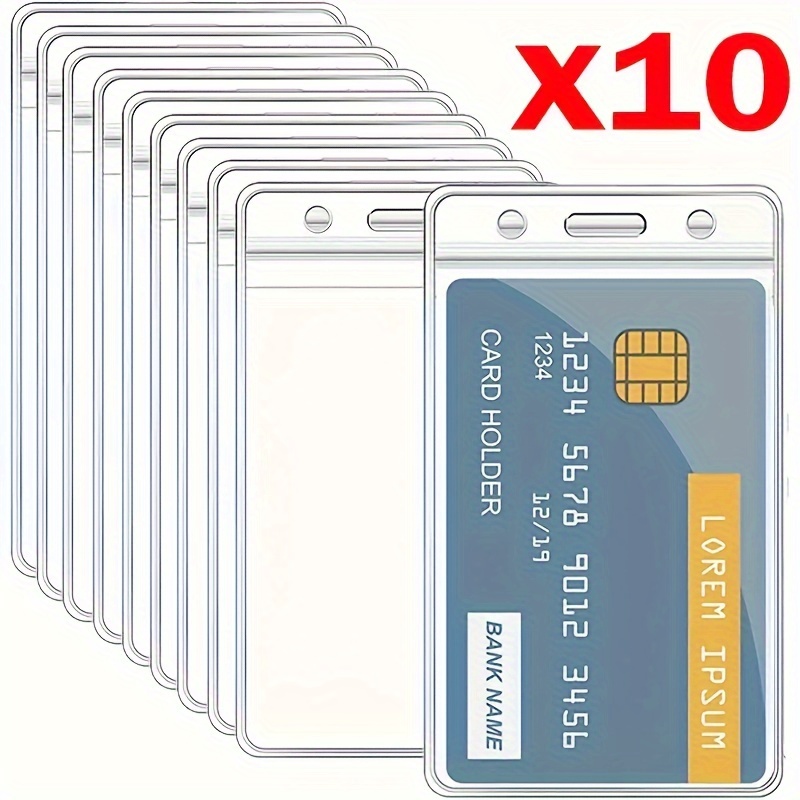 

10-pack/20-pack Classic Style Clear Id Badge Holders, Mini Clutch Transparent Protector Case For Business, Bus, Bank Credit Cards