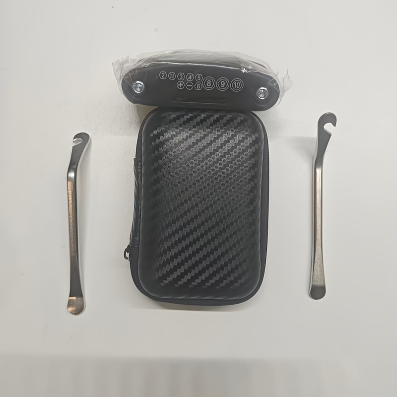TEMU 19-in-1 Set Including (16-in-1 Wrench And 1pc Striped Storage Bag And 2pcs Silvery Tire Levers) Socket Wrench Set, With Anti-slip Handle And