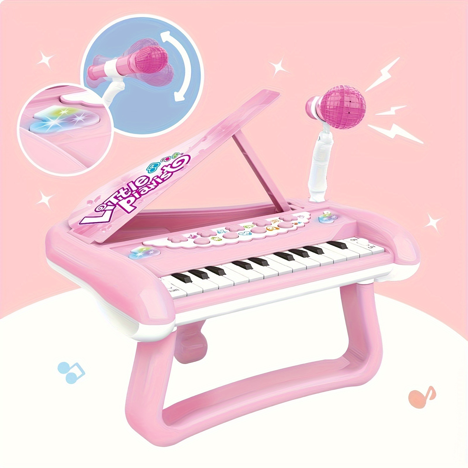 Image of Piano Girls Toy Birthday Gifts, Keyboard Musical Instruments With Microphone, Use Aa Battery(not Included)