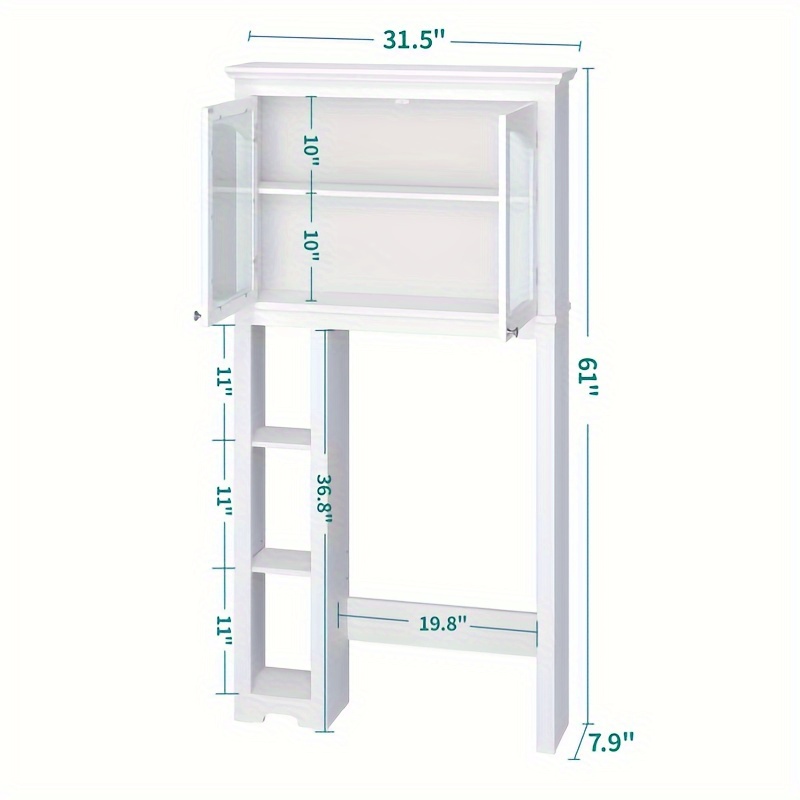 

Yarsca 61"height Over The Toilet Storage Cabinet, Freestanding Space Saver Bathroom Storage Rack With Adjustable Shelf And Open Storage Shelf For Bathroom, White