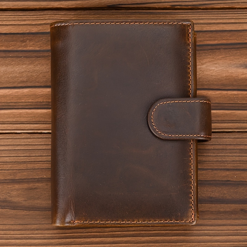 TEMU Men' Genuine Leather Wallet - Sleek Design With Multiple Card Slots, Coin Pocket & Id Window -