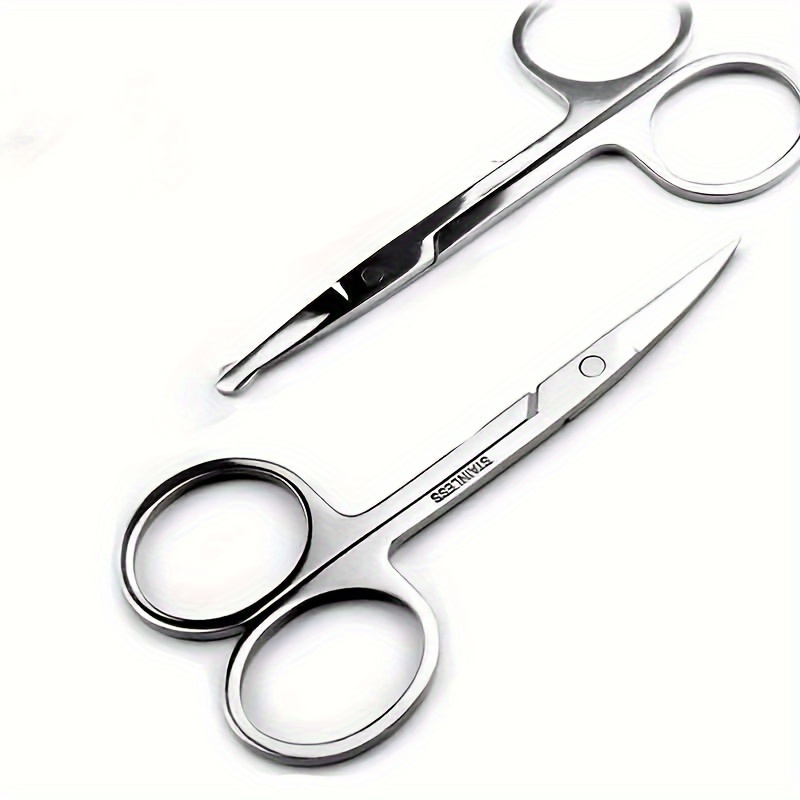 

2pcs/set Stainless Steel Small Grooming Scissors, Facial Hair Trimming Scissors, Suitable For Eyebrow, Nose Hair, Mustache, Beard, Eyelashes