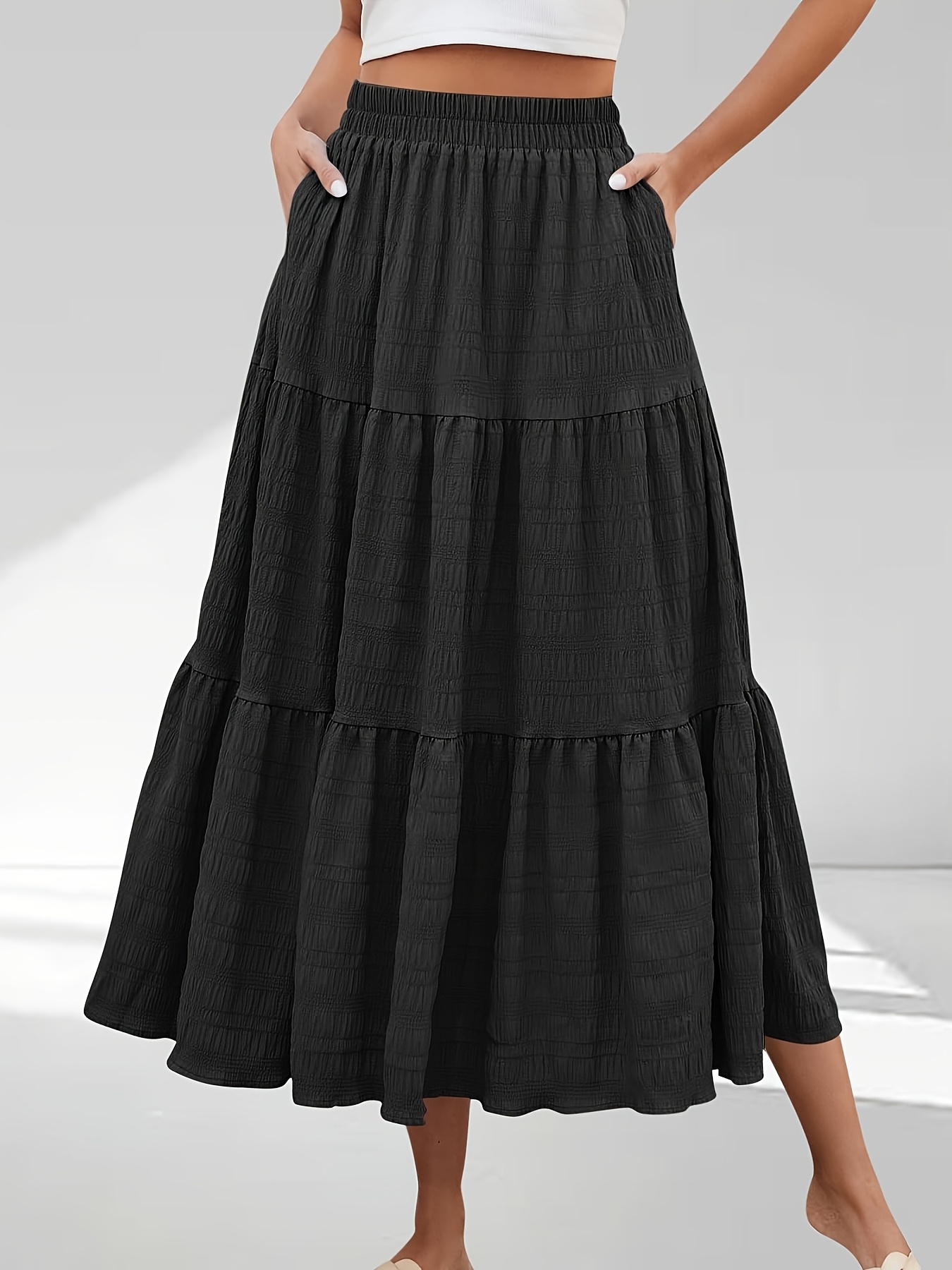 Jupe Maxi Orange Pâle Relativity Taille L - Taille élastique, Poches Sur Le Côté - Occasion Très Bon état