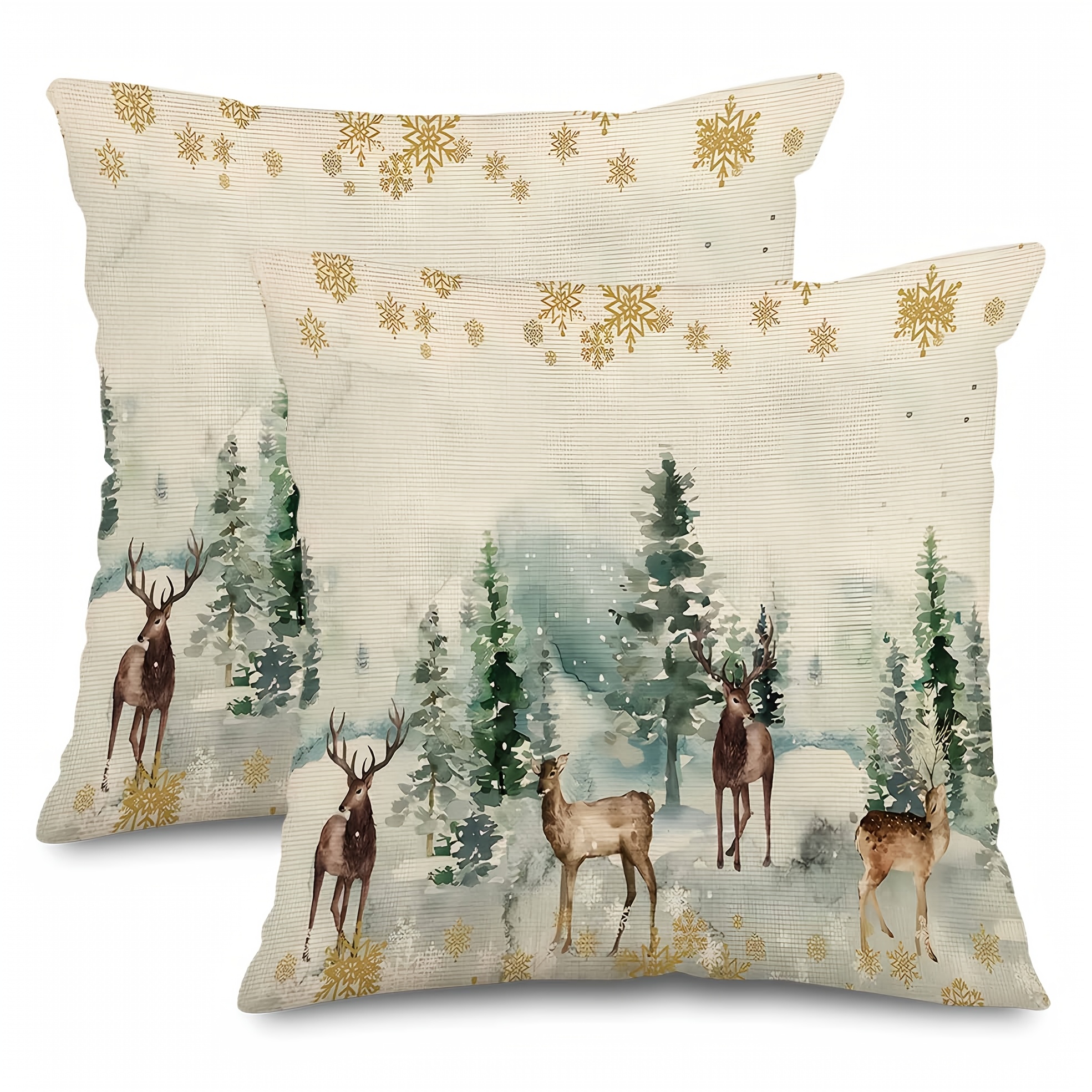 

Set Of 2 Christmas , Watercolor & , Linen , Contemporary , Washable, , For & Decor, 16x16/18x18/