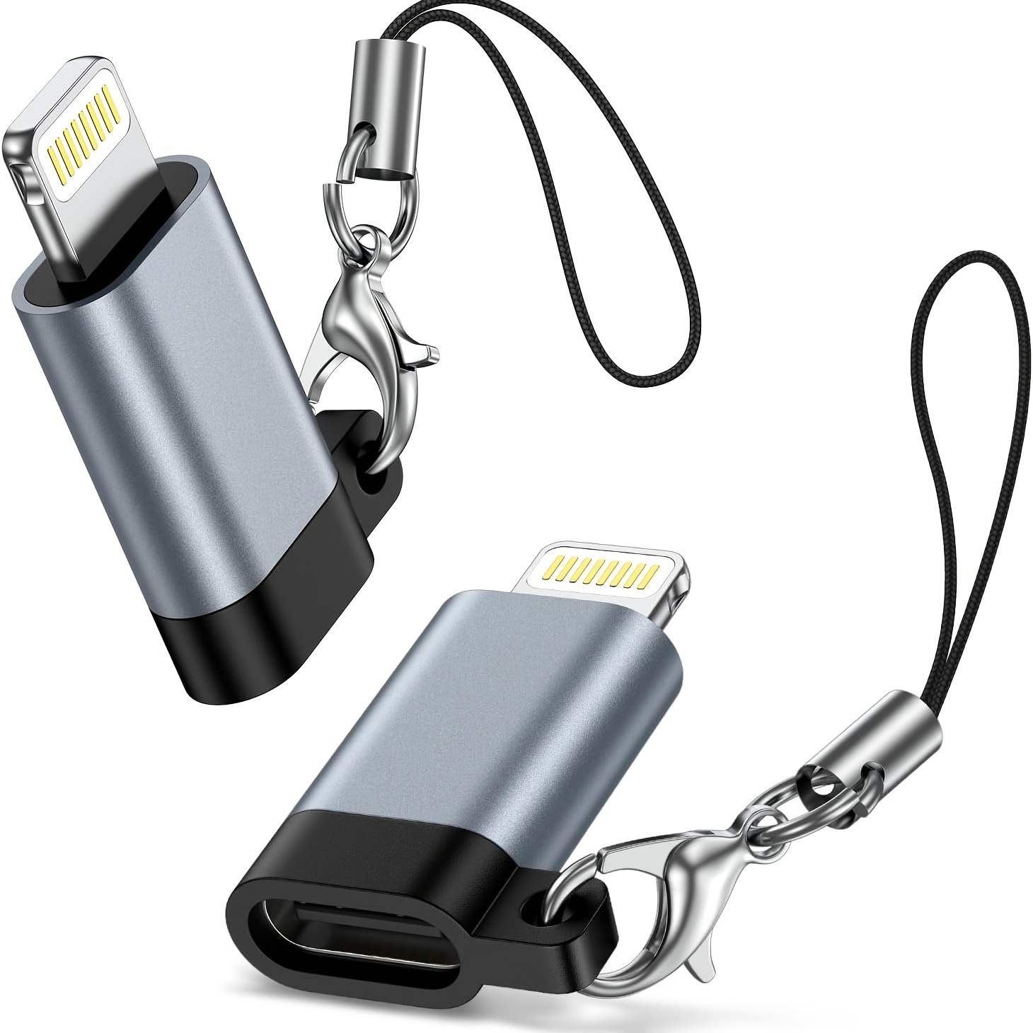 TEMU Adaptateur Type C vers Lightning Lot de 2/3 Convertisseur USB-C Iphone Connecteur Mini Léger en Alliage avec Cordon Anti-Perte Type C Conversion