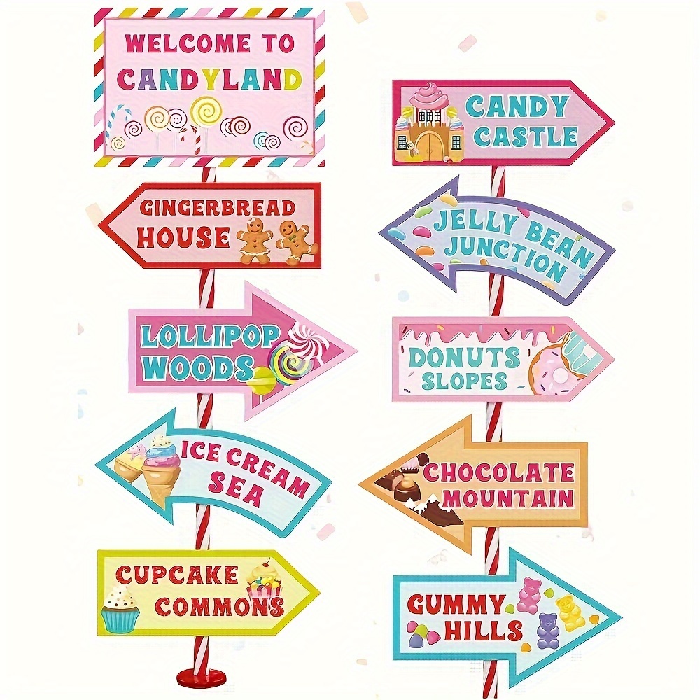 

20 Pcs Candyland Party Decorations - Candy Land Party Signs - Welcome Candyland Birthday Party Photo Prop - Sweet Candy Theme Party Supplies