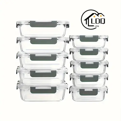 10팩 ldq 유리 식사 준비 용기, 밀폐 뚜껑, 누출 방지, 전자 레인지 및 오븐 안전, bpa 무료, 식기 세척기 안전, 건강한 포션 제어 주방 필수품.