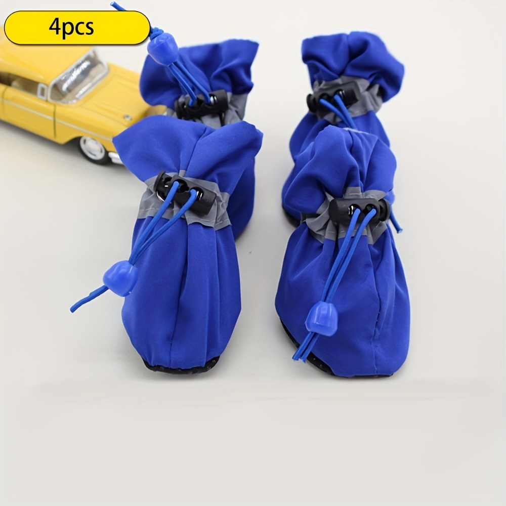 TEMU 4pcs Small To Medium Dog Shoes - Soft-soled, Breathable, Adjustable Pet Shoes/boots With Rain Boot Covers, Paw Protection, Suitable For Outdoor
