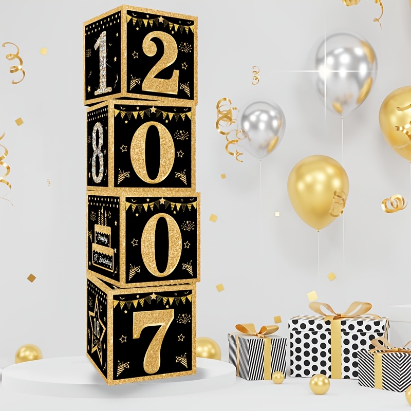 4peças, caixa de papel de aniversário de 18  , 27cm, caixa de      , decoração de festa de aniversário  , suprimentos de festa de aniversário para adultos, decoração de  , presentes de festa de aniversário, decoração de casa