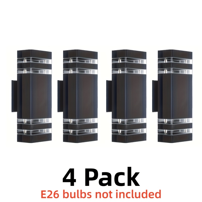 TEMU Outdoor Wall Sconces (2/4-pack) /down Design Modern Black Outdoor Lighting Fixtures E26 Socket (bulbs Not Included) Premium Aluminum Body &