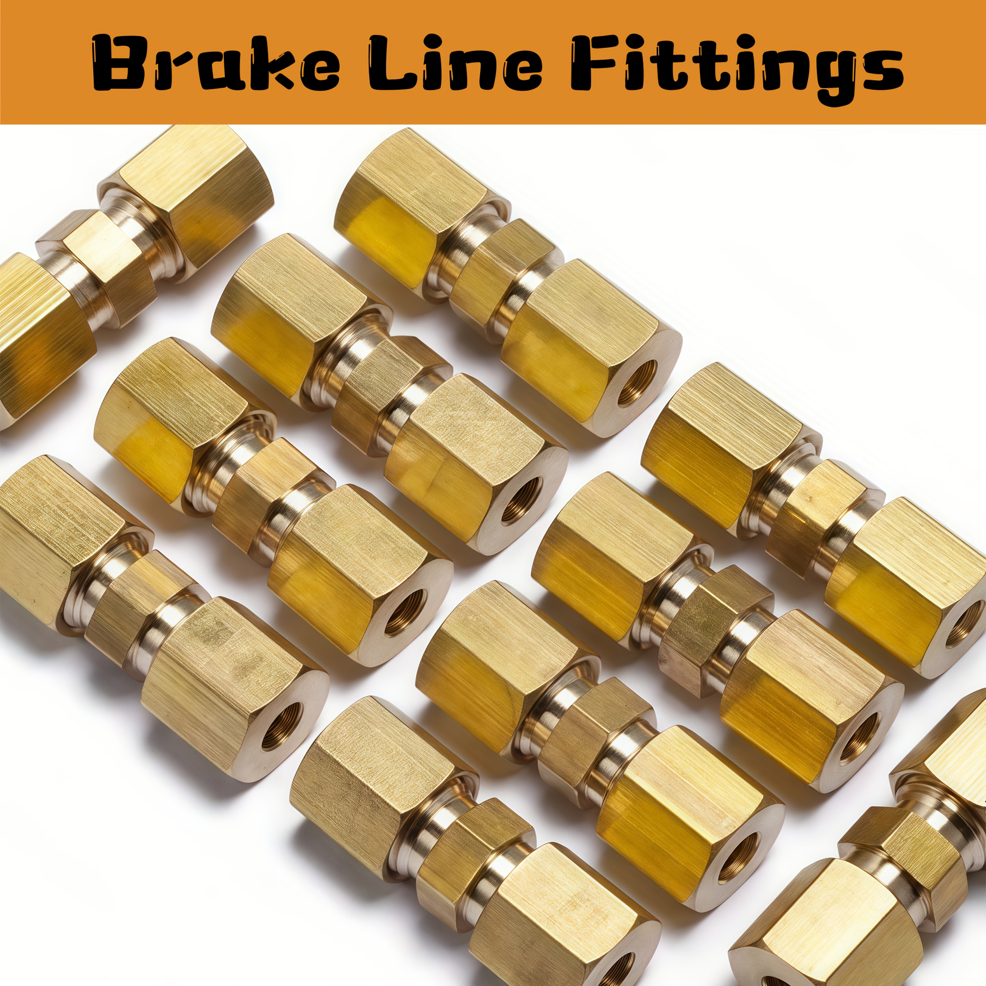 

10pcs Brass Brake Line , 3/16" Od - Self-sealing Adapter Fittings For Hydraulic, Pneumatic &