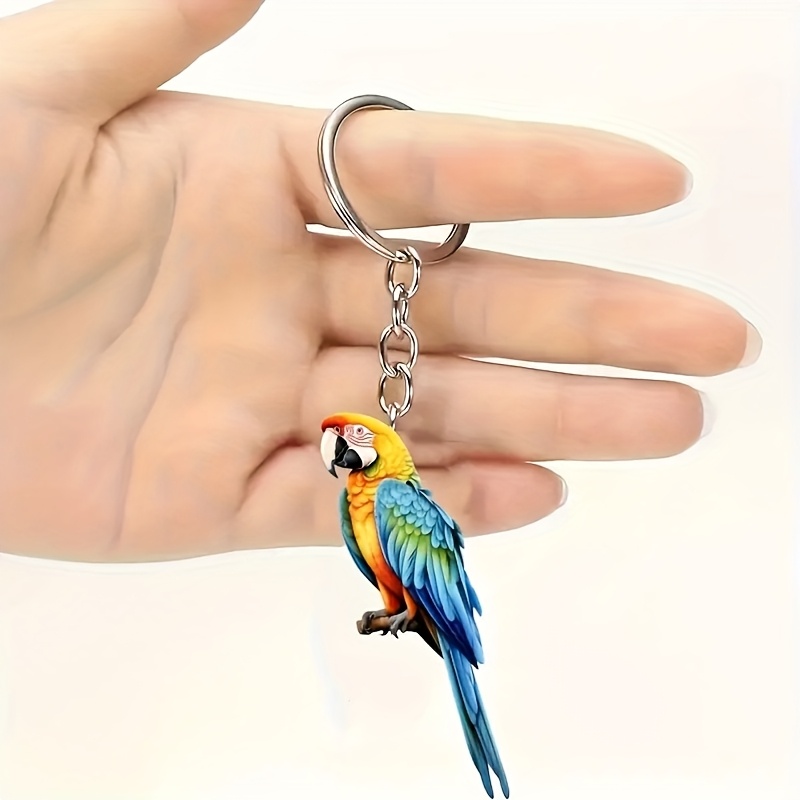 

Parrot Acrylic Keychain - 2d Flat Design, Christmas, Valentine's, & Father's Day Gifts - Ideal For Car Keys & Bags