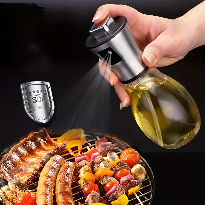 

versatile" Stainless Steel & Glass Oil Sprayer - Multifunctional, High-pressure For Cooking, Bbq, Baking, Roasting & Salad Dressing - Fragrance-free Kitchen Gadget