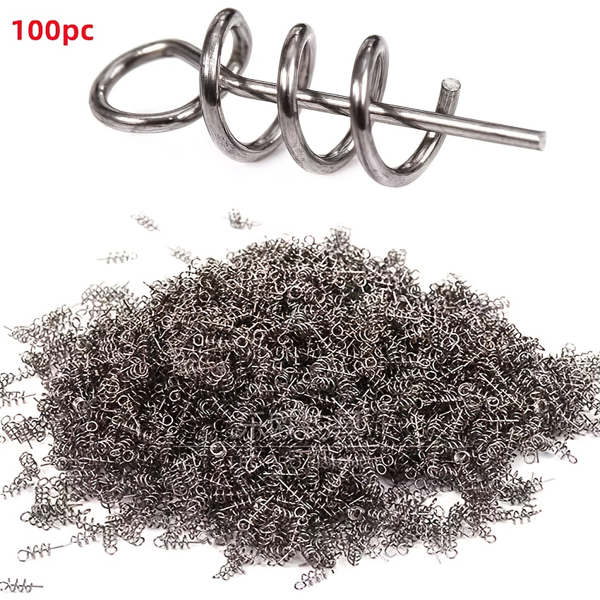 

100pcs Stainless Steel Fishing Screw Pins, Spring Lock Twist Type, Needle For Soft And Worms, 14mm Size, With O-ring And