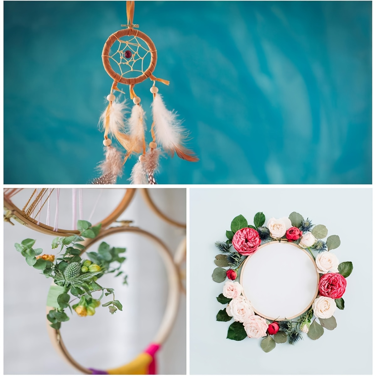 3pcs Beech Wood Embroidery Hoop Set, Round Hoops