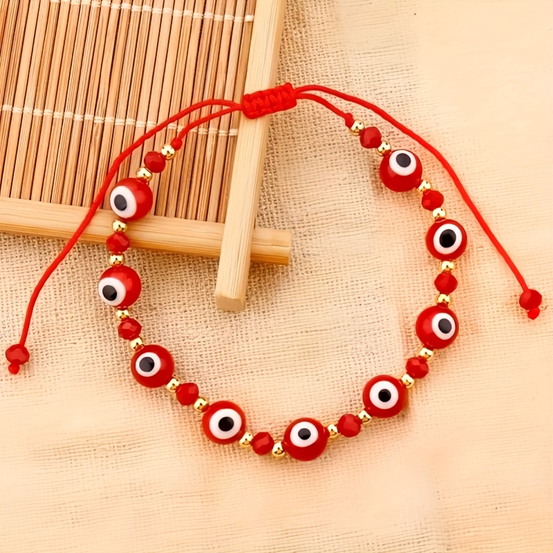 TEMU A Women's Fashion Bohemian-style Evil Eye Hand-woven Adjustable Bracelet, Suitable For Daily Wear, Vacation, And Holiday Gifts