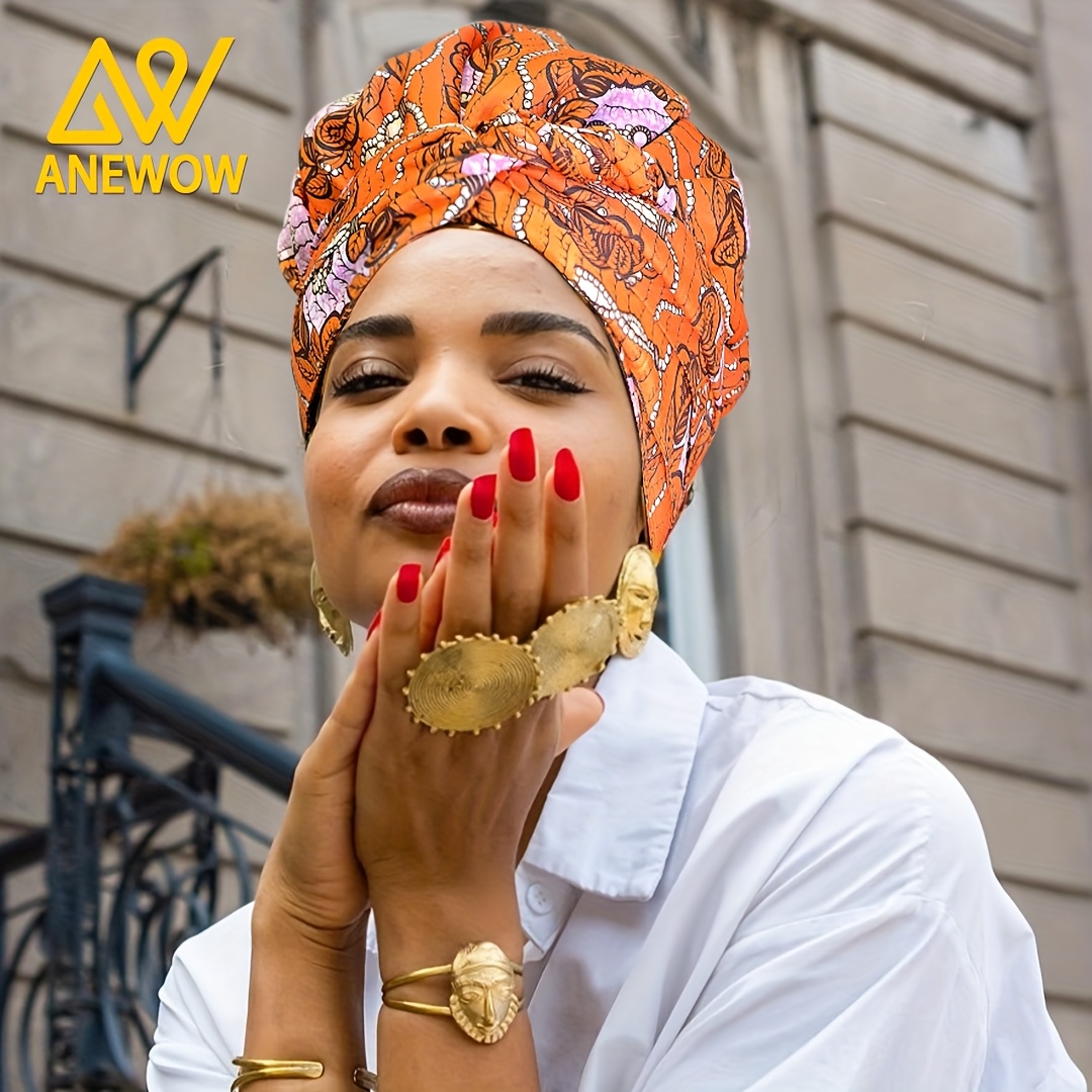 Women's African Headwrap Bonnet Adjustable Long Tie Turban Scarf Hair  Wrap, Vibrant Orange, Satin-Lined for Breakage Protection for