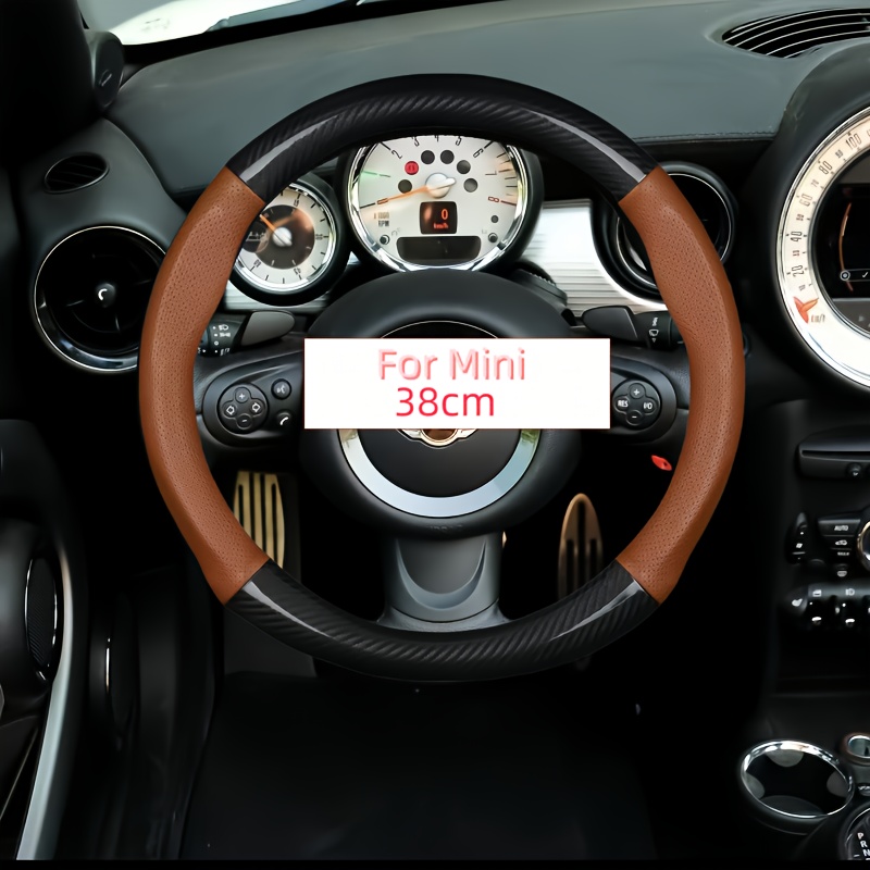 TEMU For Carbon Fiber Textured Faux Leather Steering Wheel Cover - Breathable, Non-slip Grip With - Suitable For 3-door , 5-door , , , , Electric