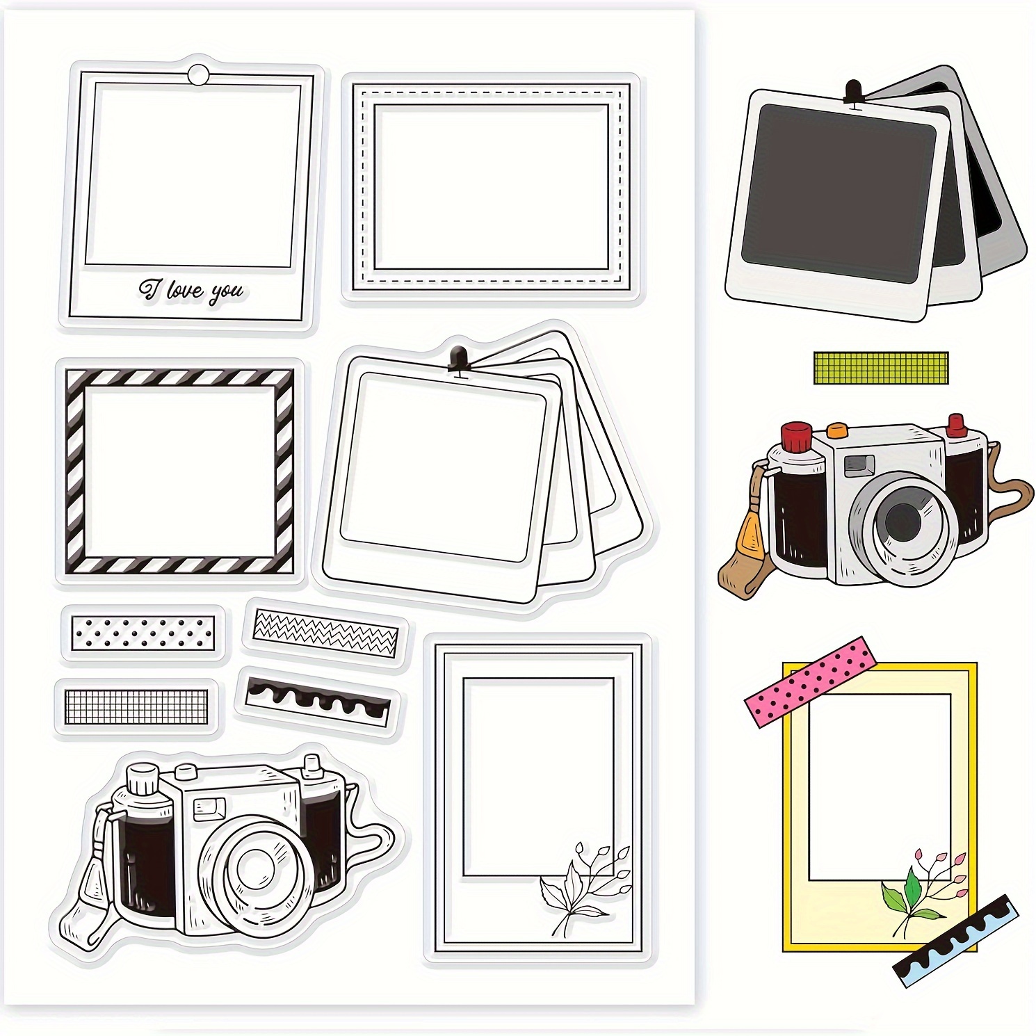 Globleland Photo Frame Clear Stamps Transparent Stamp Seal For Card Making Decoration And Diy Scrapbooking