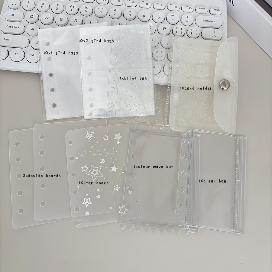 TEMU 9pcs/Pack M5, Sacs de Cartes, Ensemble Complet de Supports de Classeurs Différents, 10pcs Manchons, Sacs Bling