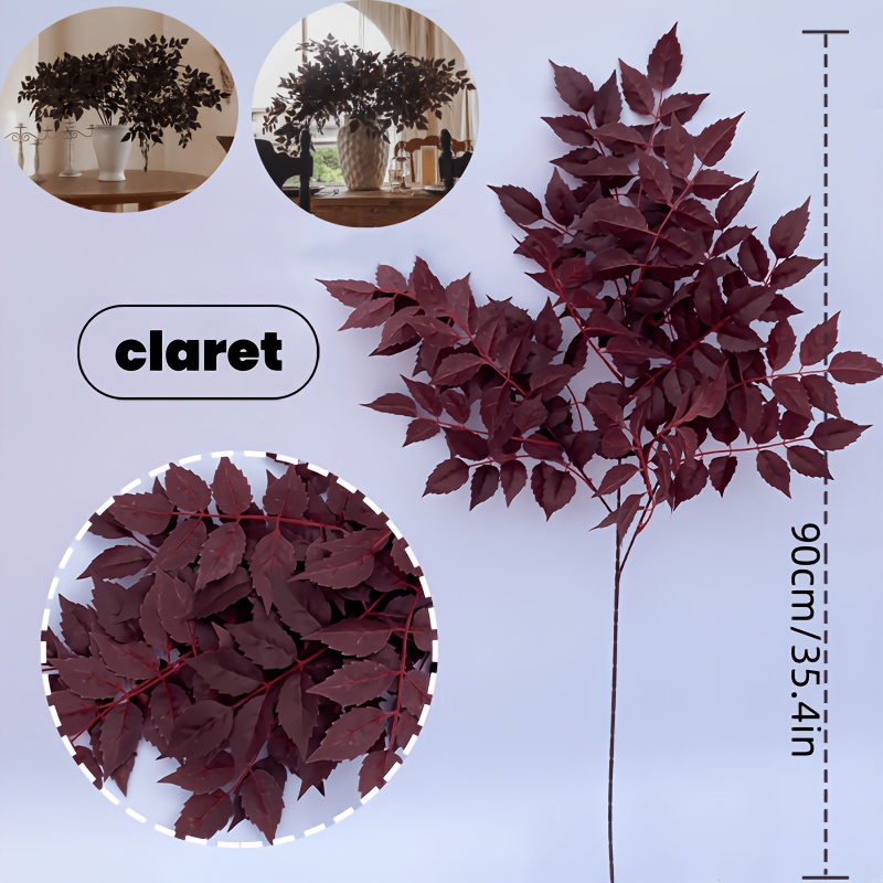 Image of High Branch Lingxiao Leaves - 4pcs, Dark Brown Leaves Artificial Cimicifuga Plants Are Suitable For Autumn Thanksgiving, , Table Decoration, Living Room And Bedroom Decoration, Vase Arrangement