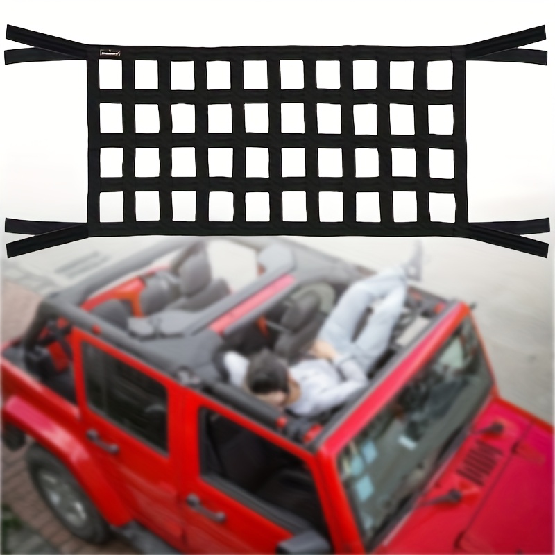 TEMU Filet de toit de voiture hamac compatible avec Gladiator, rangement supplémentaire sur arrière, convient pour JT pour JEEP et pour Wrangler pour