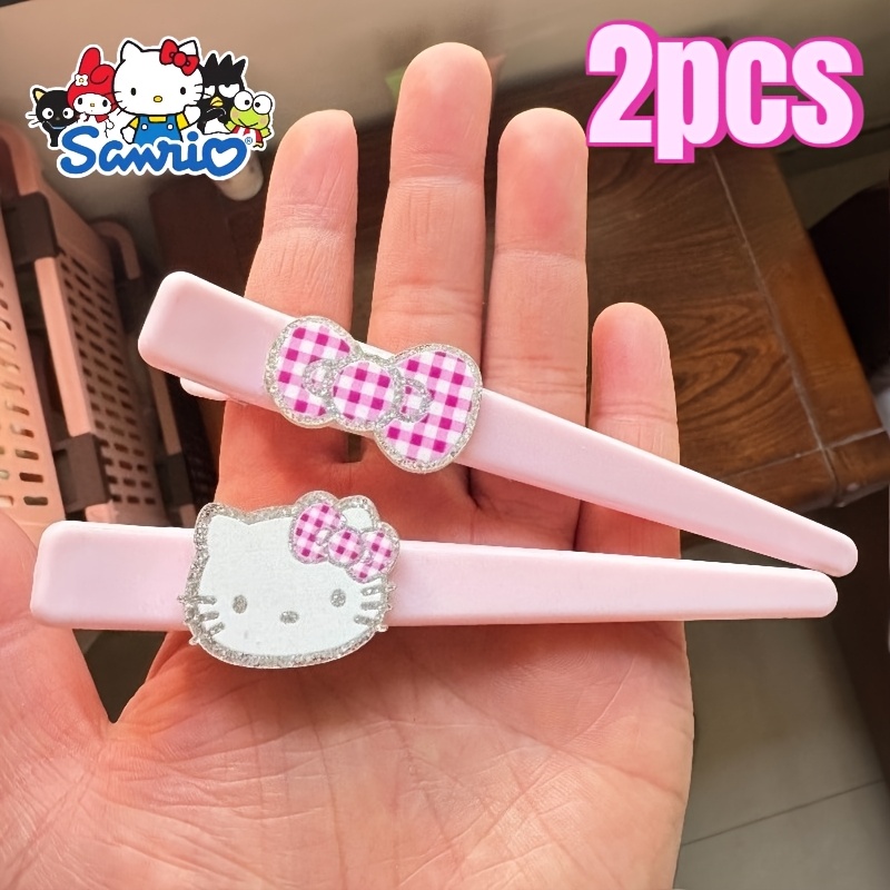 E-shop 2 Stk. Sanrio niedliche Kätzchen-Dekorationen, eine schleifenförmige rosa Haarspange, ein nahtloses Seitenschnürr-Accessoire für den