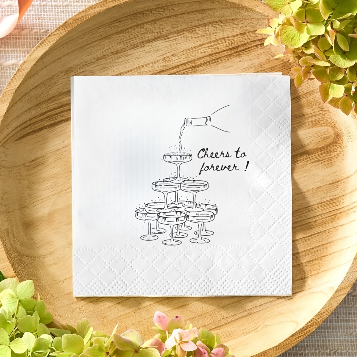 TEMU Lot de 20 serviettes, serviettes de fête de fiançailles, serviettes de champagne, décorations d'enterrement de vie de fille, fournissant des