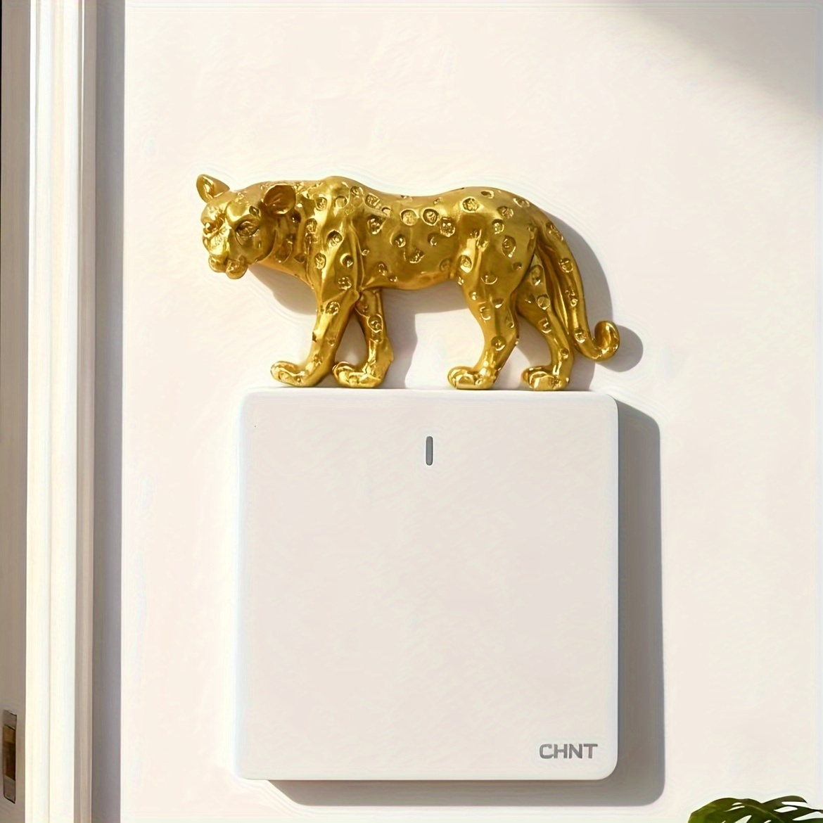Image of 1pc/3d Resin Animal Leopard Light Switch Sticker, Bathroom Bedroom Living Room Switch Sticker, Removable Light Switch Sticker, Self-adhesive Wall Sticker, Home Decoration