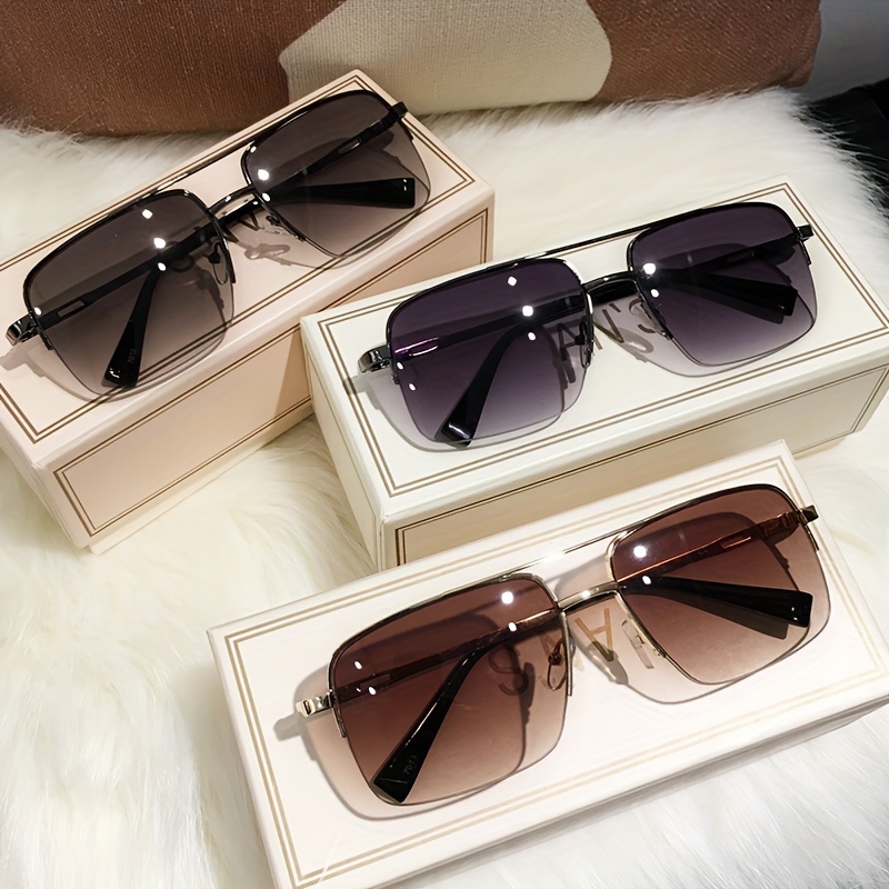 

Stylish Brown Half-frame Glasses For Men, Designed For Driving, Square Shape Glasses