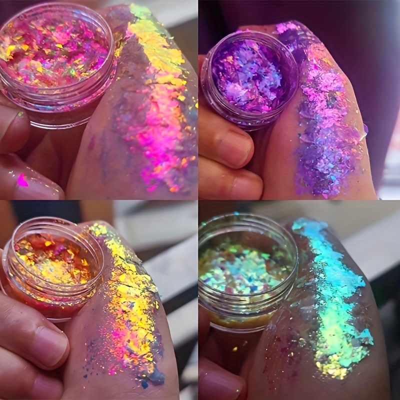 

Chameleon Glitter Sequins Nail Art Powder Opal Powder Holographic Eyeshadow Powder Sequins, , Long , Waterproof, Easy To Apply, Nail Art Jewelry