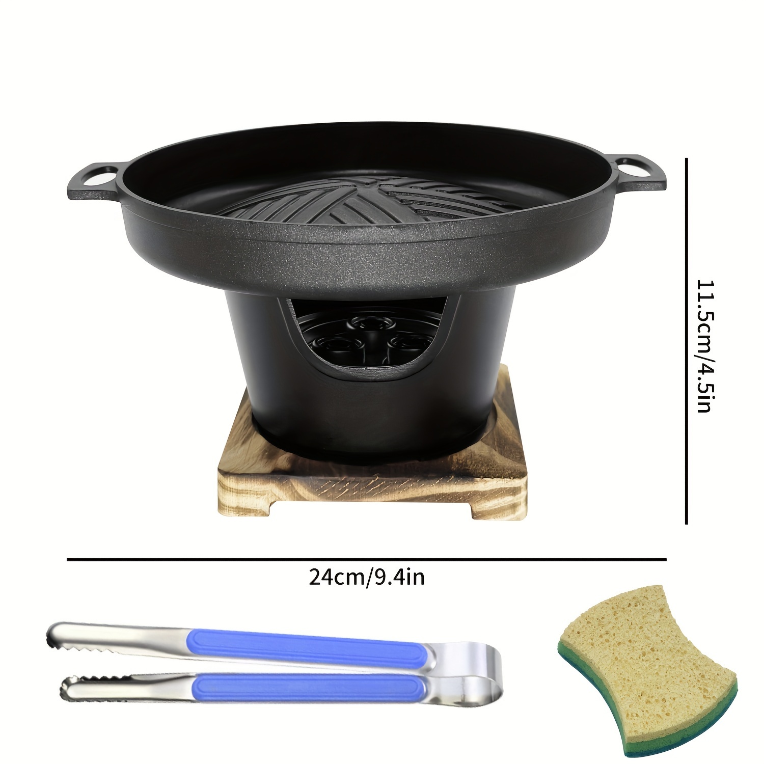 TEMU 8pcs Single Grill Japanese Grill With Base, Charcoal Grill, Cast Aluminum Barbecue Plate, Portable Camping Picnic, Household Barbecue Tool Accessories, Essential Household Kitchen Tools