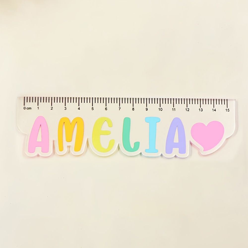 TEMU 1 Custom Name Acrylic Ruler, Cartoon-decorated Student Stationery, For Classroom Learning, Daily Homework, Hand-drawing, Mathematical