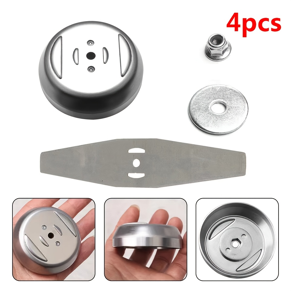 Image of Trimmer Accessories 4pcs Set, Durable Stainless Steel Cutting Blade Base For Lawn Mower, Garden Electric Grass Cutter Tool Kit, Cordless Charging Trimmer Attachment Xs107