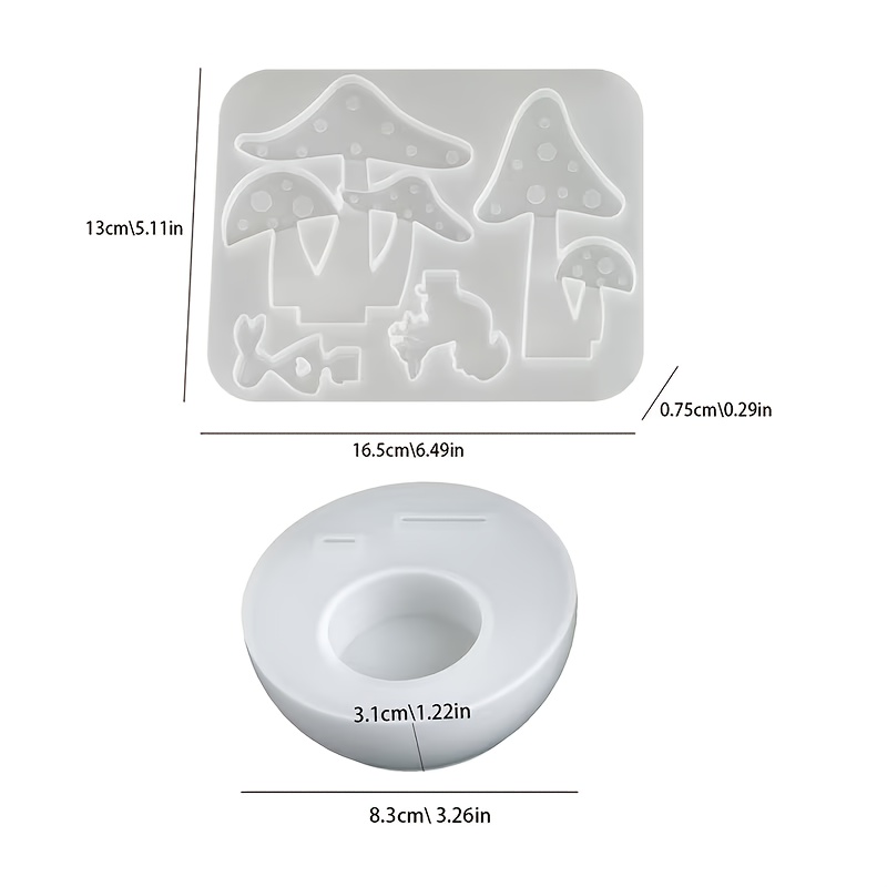 Image of 2pcs Resin Silicone Molds - Diy Mushroom, Rabbit, Squirrel Shaped Candle Holder Silicone Molds Cement Plaster Candle Holder Molds Resin Concrete Molds Easter Home Decor