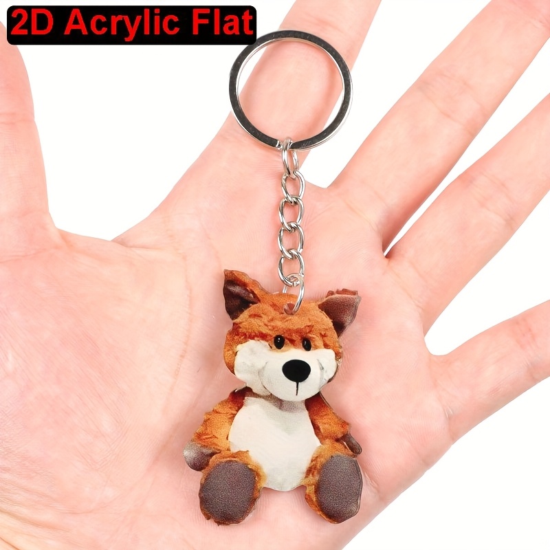 TEMU 2D Flach, Plüsch-Fuchs Design Acryl Schlüsselanhänger, Rucksack Charm, Perfekte Wahl für und Partygeschenke