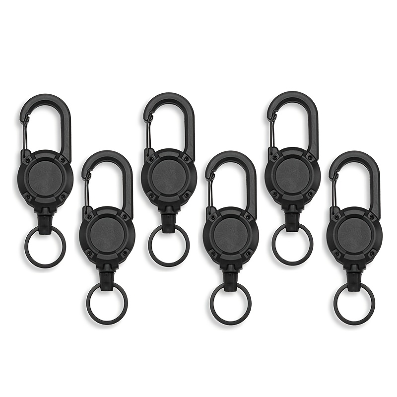 E-shop 6 Stk. einziehbarer Schlüsselanhänger, einziehbarer Ausweishalter, taktisches Ausweishaspel mit 23,6 Zoll (ca. 60 cm) Stahl-Einzugskordel,