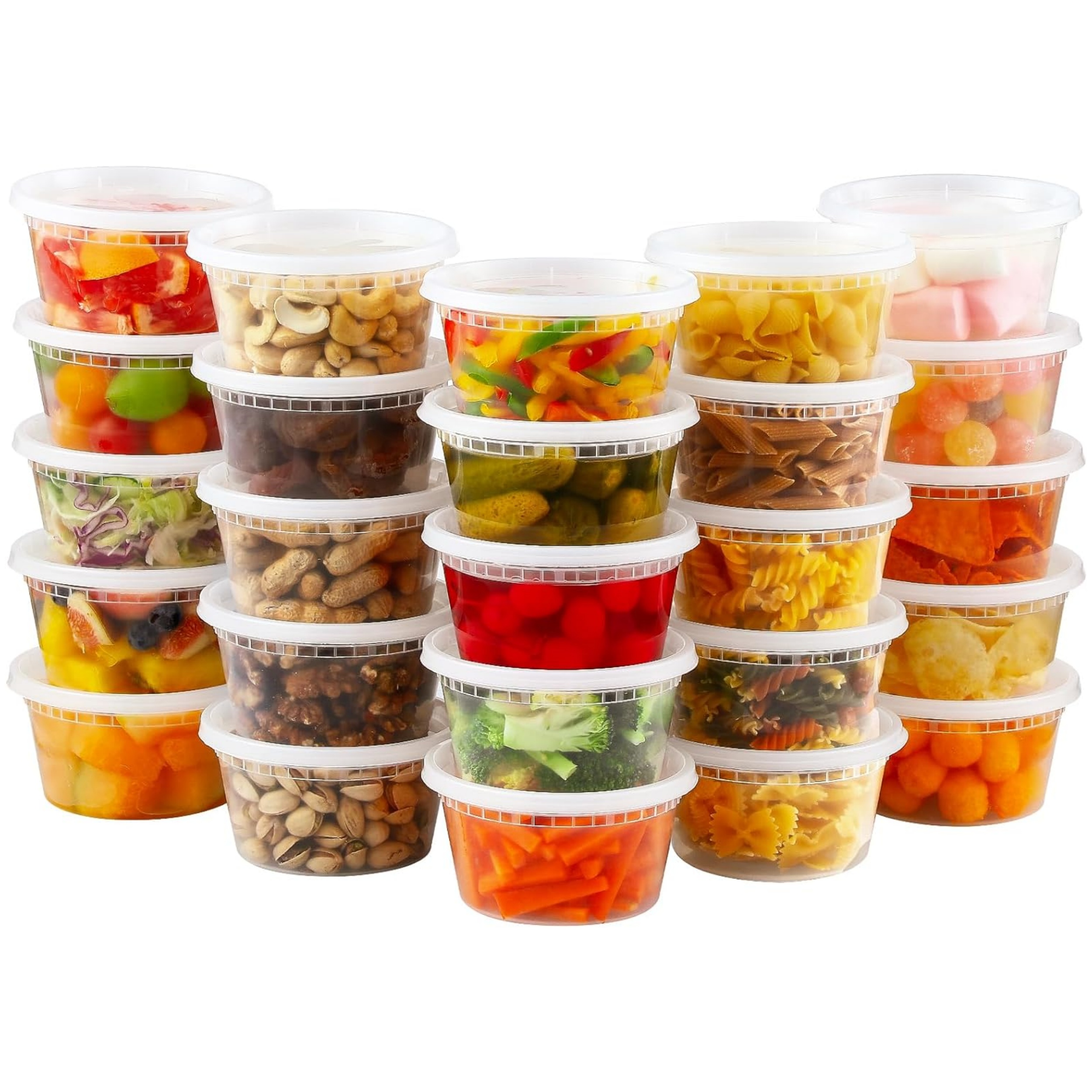 

24 Sets, 12 Oz Plastic Food Containers With Lids, Airtight Food Storage Containers, Freezer/dishwasher/microwave Safe, Soup Containers For Takeout Meal Prep Storage, Kitchen Accessaries, Home Items