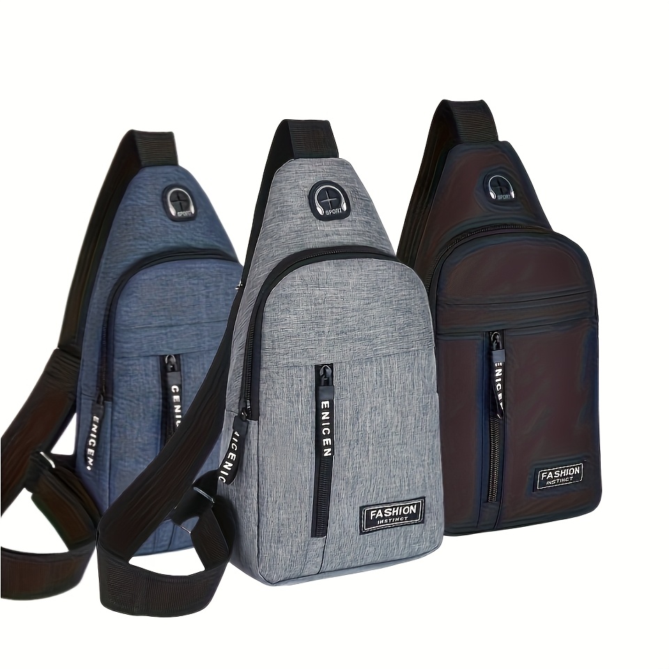 1pc Durable Oxford Crossbody Bag with Adjustable Strap Casual Sling  Backpack for Outdoor, Travel Work, Multiple Compartments, Front Zip  Pocket,