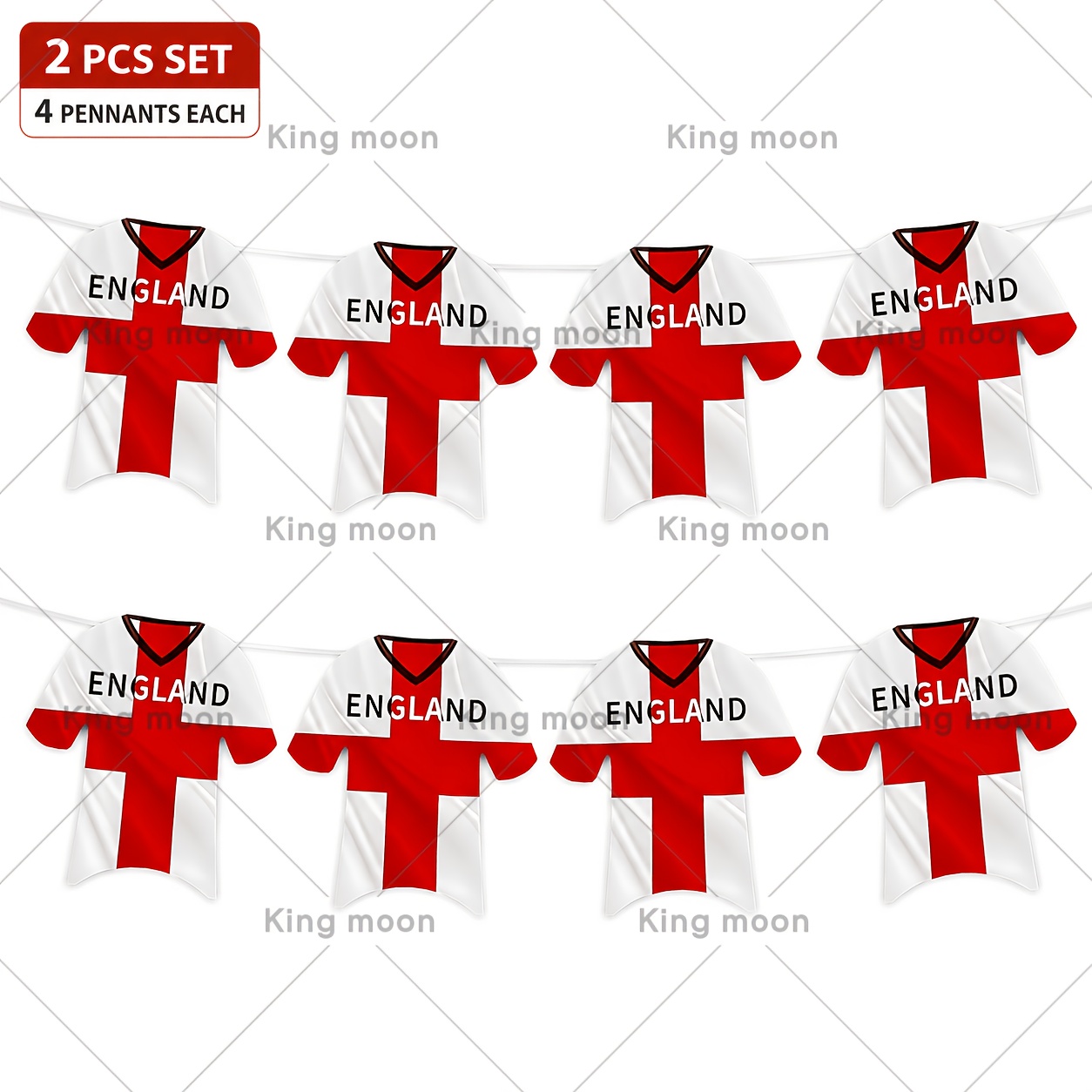 TEMU 2pcs Team Jersey Shape Bunting, 2 Sets, 4 Flags Each, England Flag Themed Pennant Banner For , Sports Bar, Fan Zone, Outdoor Indoor Decor